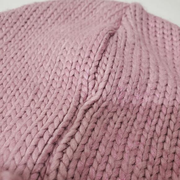 DKNY | Girl's Shimmer Pink Knit Foldover Hat - Picture 3 of 6